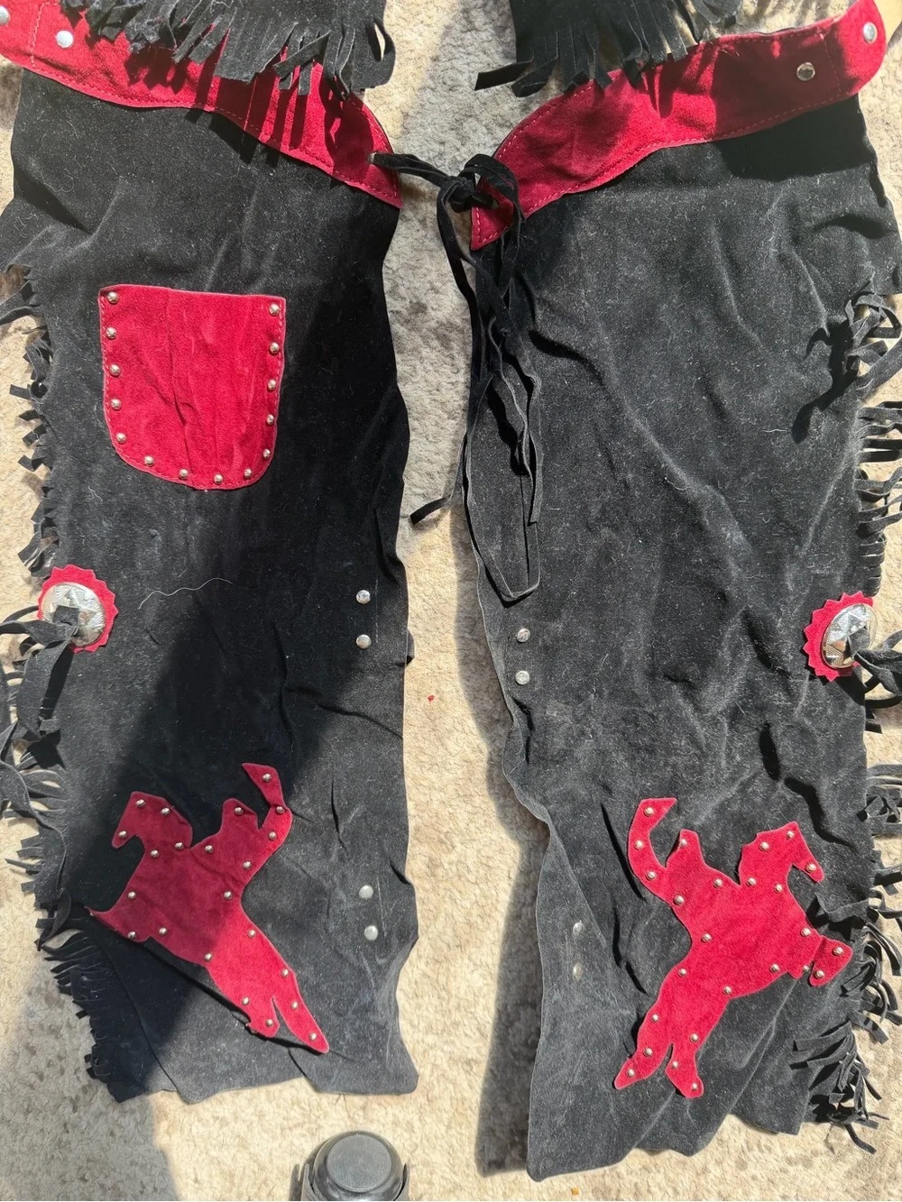 Kids Black and Red Western-Inspired Costume Overalls